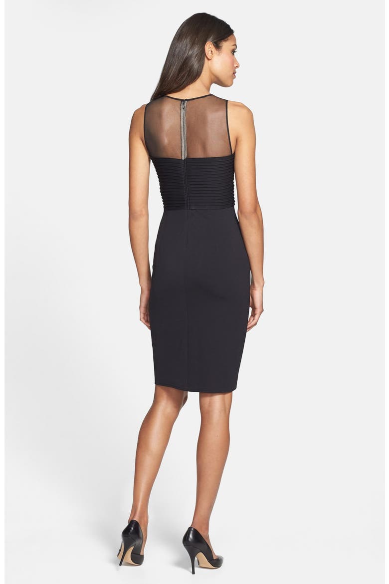 Illusion Yoke Jersey Sheath Dress, Alternate, color, BLACK