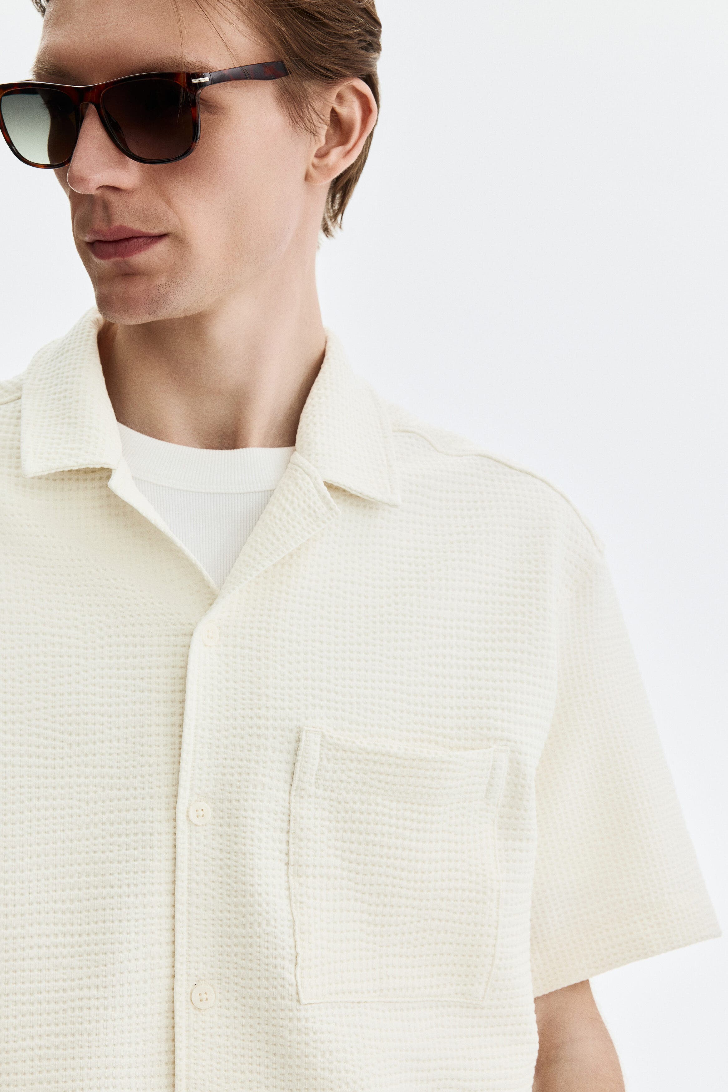 Relaxed Fit Waffled Resort Shirt - image 4