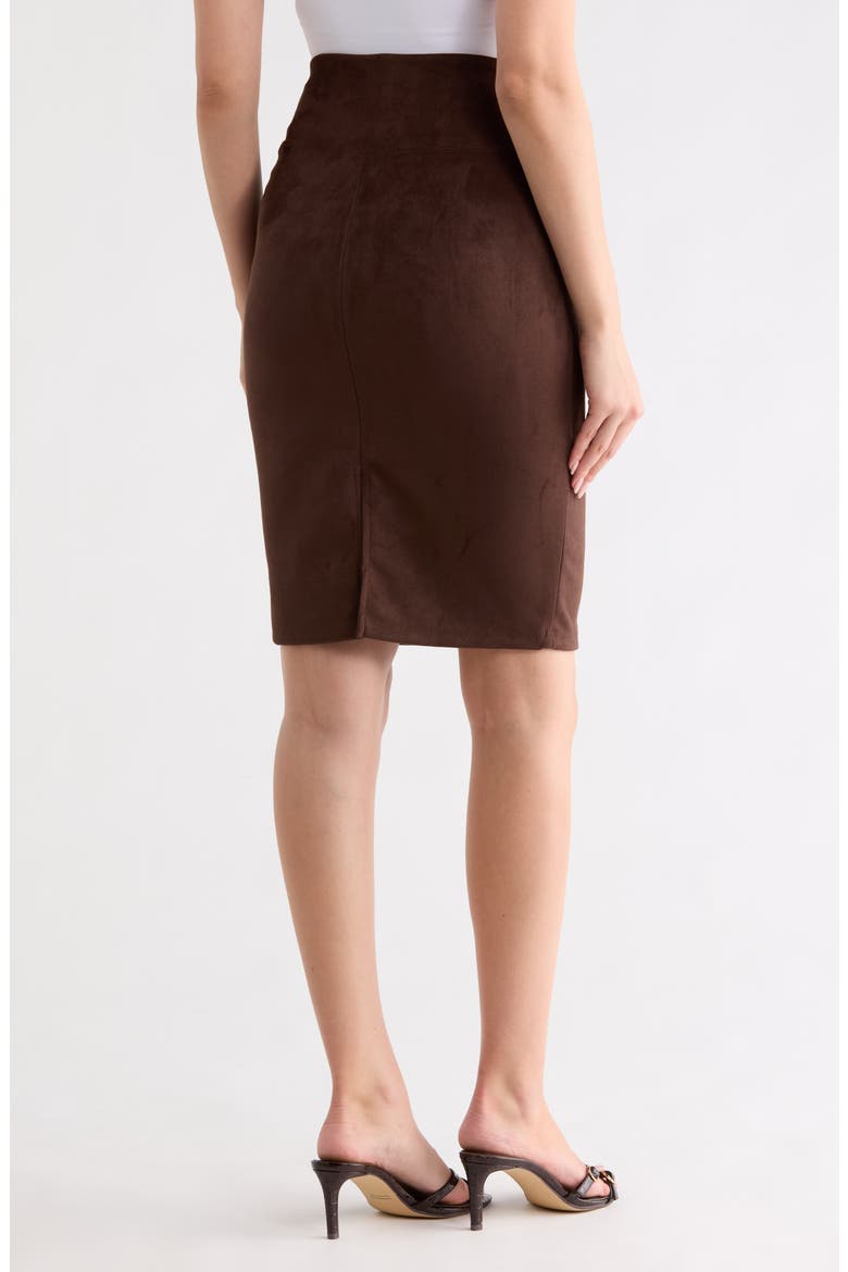 Faux Suede Pencil Skirt, Alternate, color, CHOCOLATE
