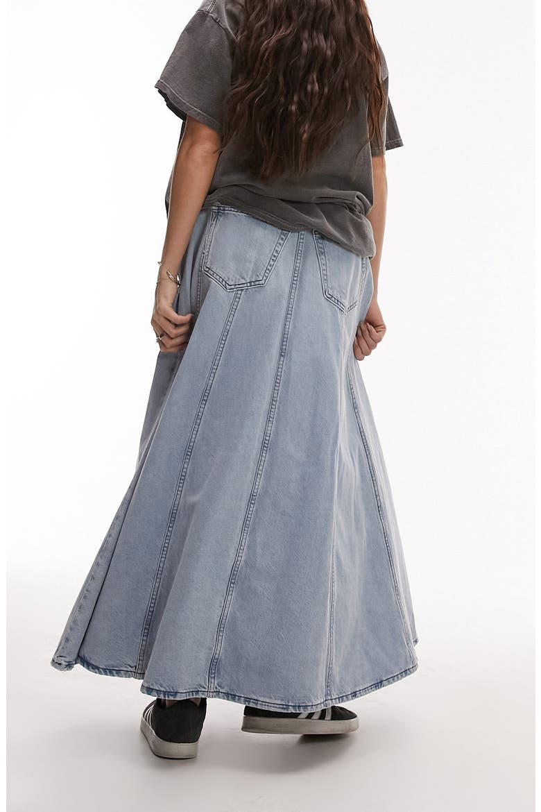 Full Circle Denim Maxi Skirt, Alternate, color, MID BLUE