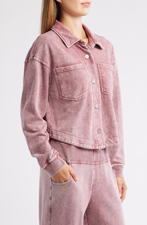 City Blues Crop Knit Shacket In Pink