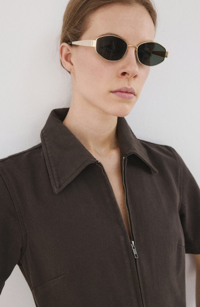 MANGO Belted Denim Jumpsuit, Alternate, color, 