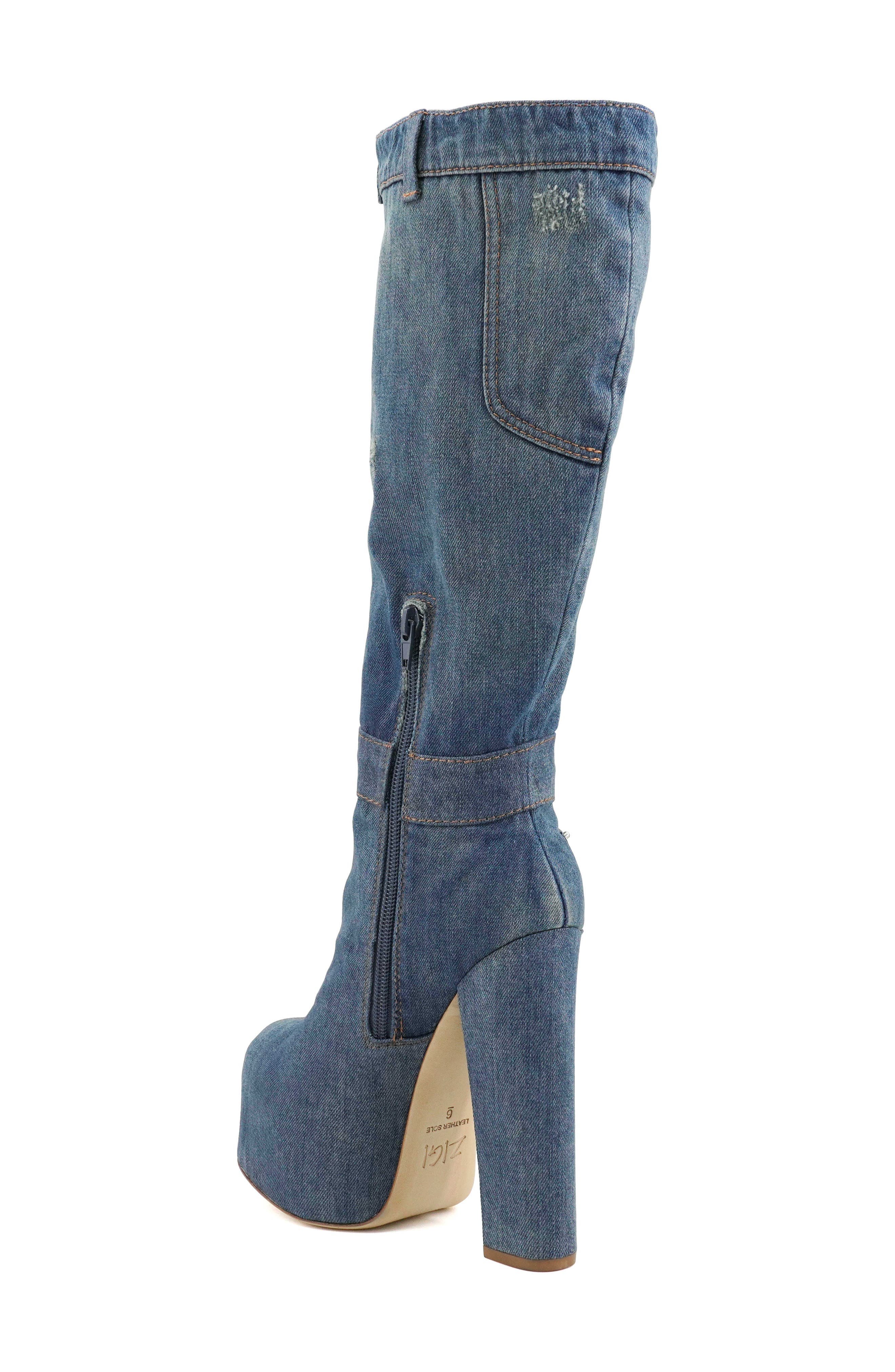 ZIGI Candida Platform Knee High Boot, Alternate, color, Blue Denim