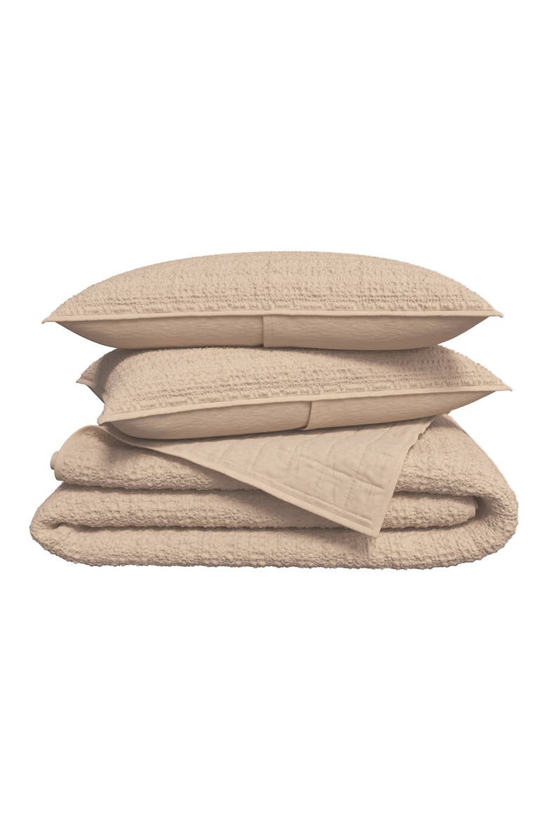 Reversible Honeycomb Waffle Cotton Quilt & Sham Set, Main, color, CAPPUCCINO