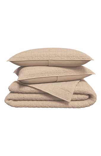 Reversible Honeycomb Waffle Cotton Quilt & Sham Set