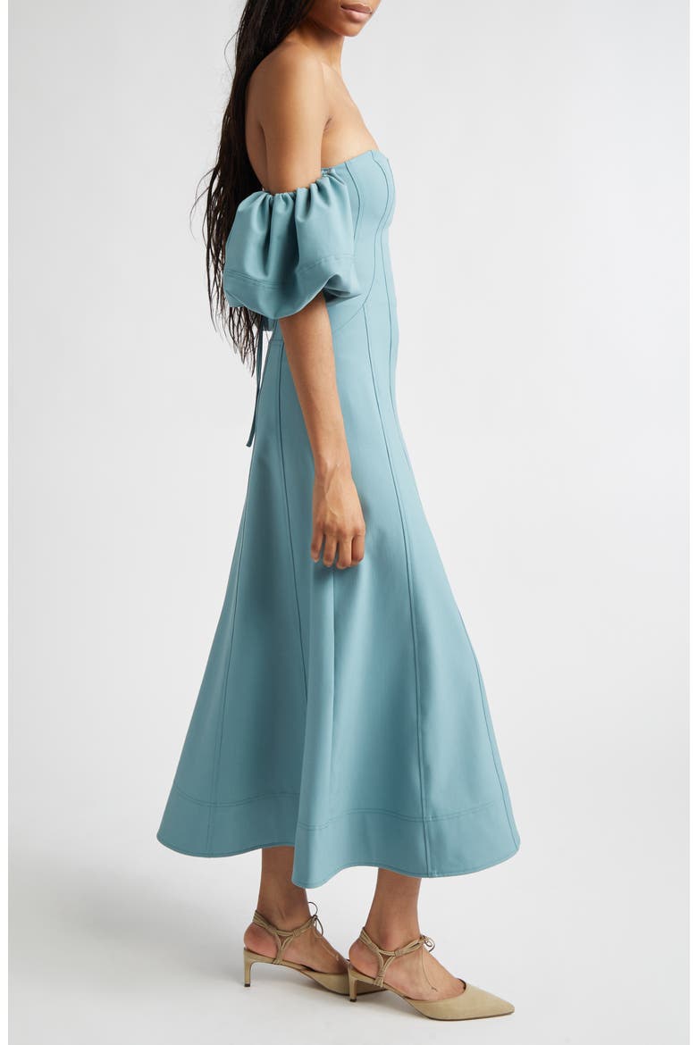 ulla johnson off the shoulder dresses Ulla Johnson CAPRICE On/Off Shoulder Black Midi Dress 100% Cotton US 8, $520