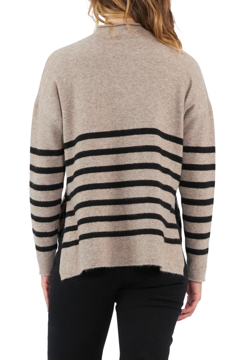 Gerrie Stripe Maternity/Nursing Sweater, Alternate, color, MOCHA / BLACK