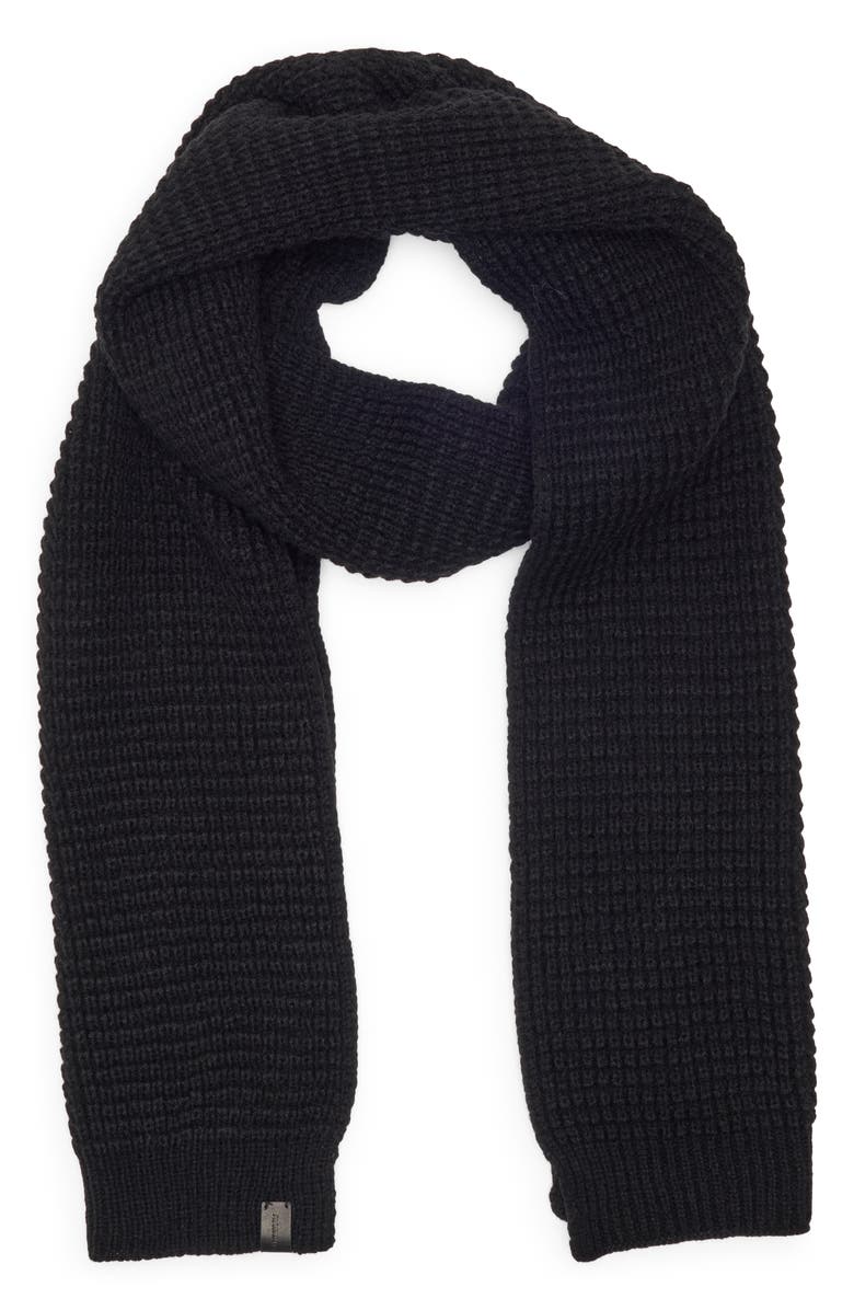 AllSaints Knit Stitch Scarf, Main, color, Black 001