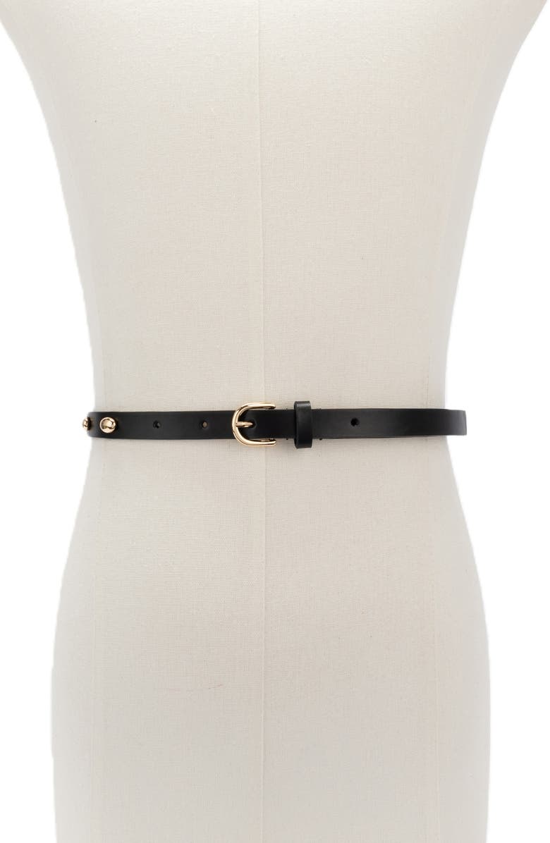 Kate Spade New York stud leather belt, Alternate, color, Black