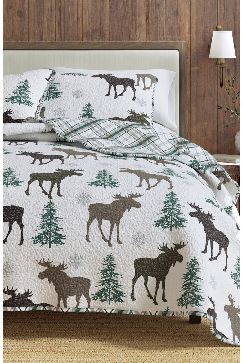 Lodge Quilt Set, Main, color, MOOSE - CHOCOLATE