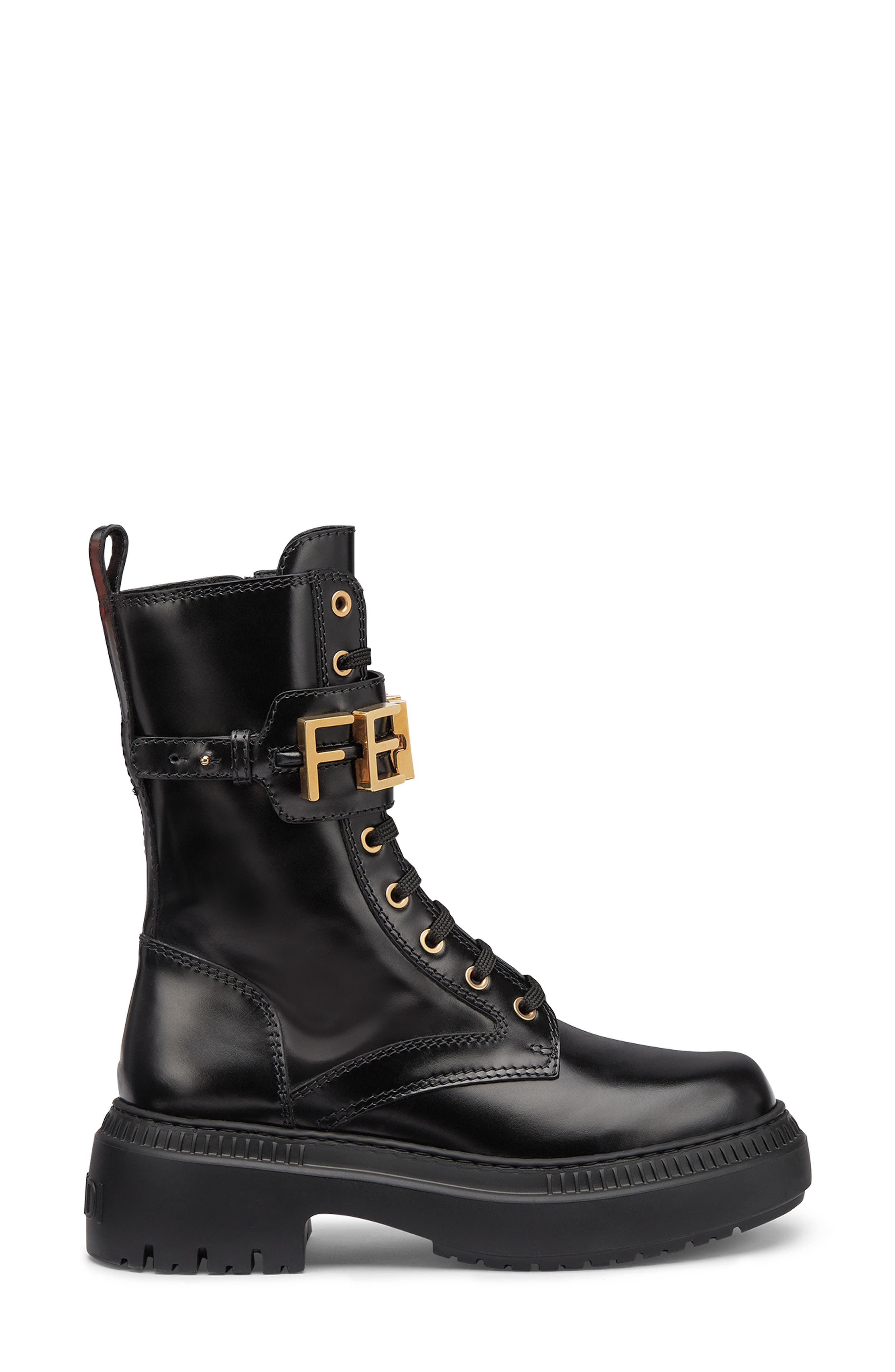 Fendi graphy Combat Boot, Alternate, color, 