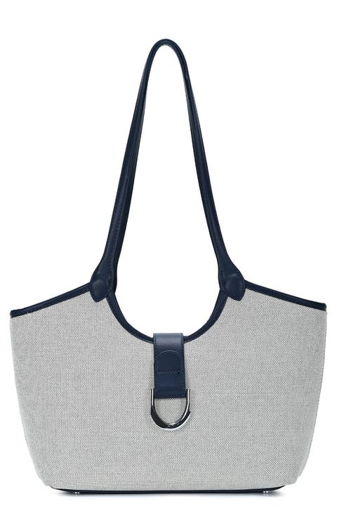 Two Tone Canvas & Faux Leather Tote