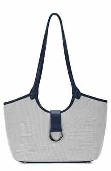Two Tone Canvas & Faux Leather Tote