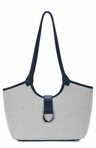 Two Tone Canvas & Faux Leather Tote