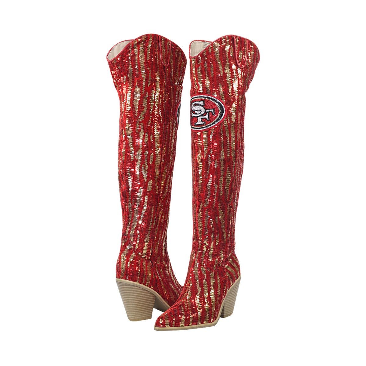San Francisco 49ers Over-the-Knee Two-Tone Sequin Boots, Alternate, color, Red