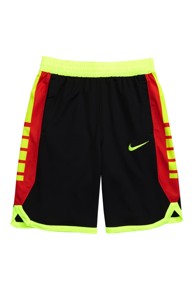 Kids' Dry Elite Basketball Shorts, Main, color, BLACK/ VOLT