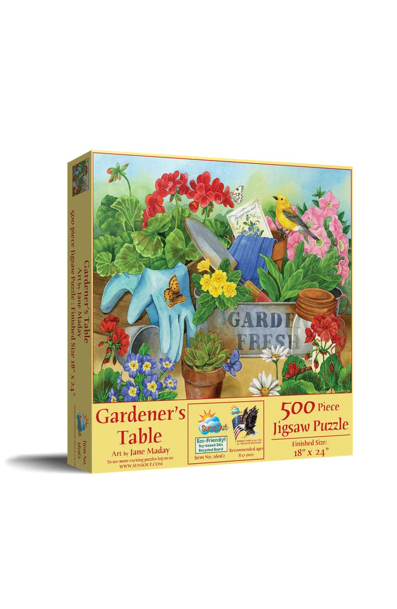 Sunsout Gardener's Table 500 piece Jigsaw Puzzle for Adults, Main, color, Multicolor