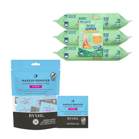 Everyday Care & Clean Bundle Baby Wipes with Aloe + Makeup Remover Cleansing Towelettes
