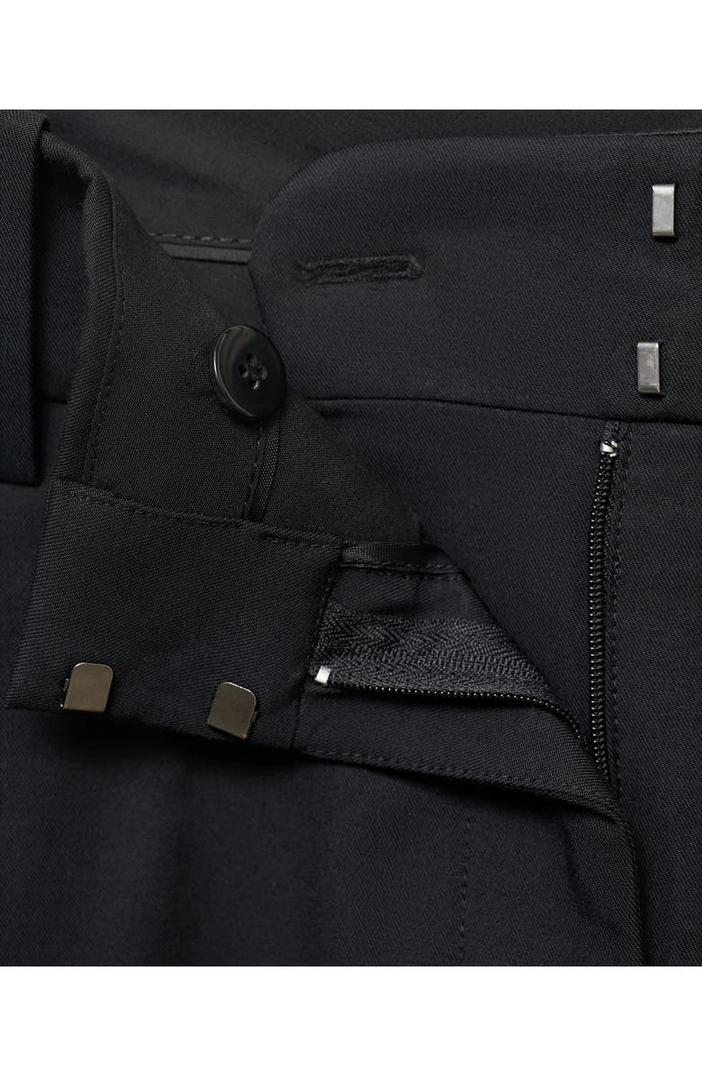 MANGO Pleated Wide Leg Pants, Alternate, color, Black