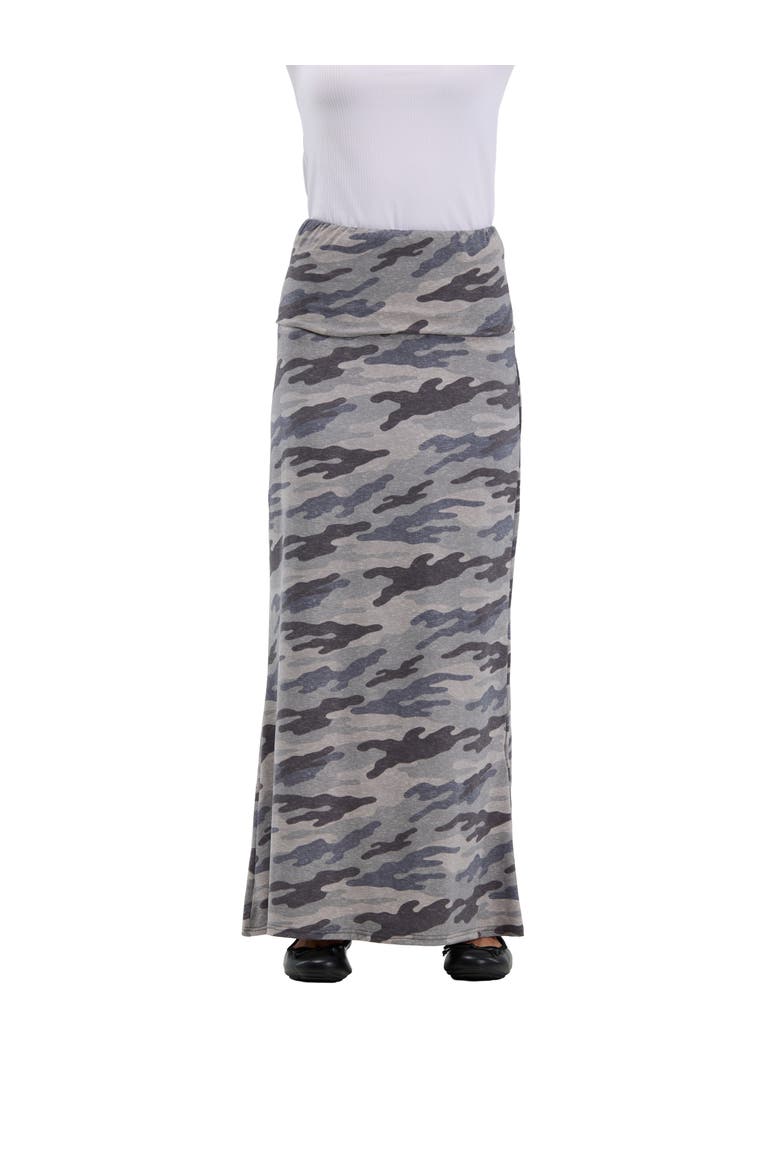 Essential Womens Soft Stretch Elastic Waist Maxi Skirt, Main, color, Grey Multi