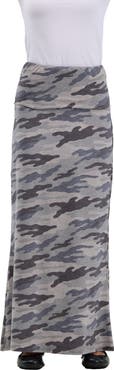 24seven Comfort Apparel Essential Womens Soft Stretch Elastic Waist Maxi Skirt