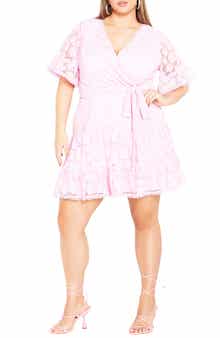 City Chic Garden Kisses Lace Faux Wrap Dress