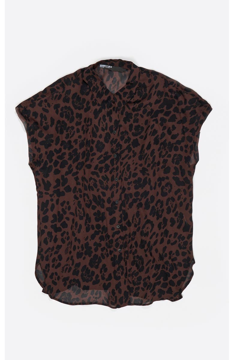Bimba y Lola Flowy Batwing Shirt, Alternate, color, Leopard Big Dark Brown