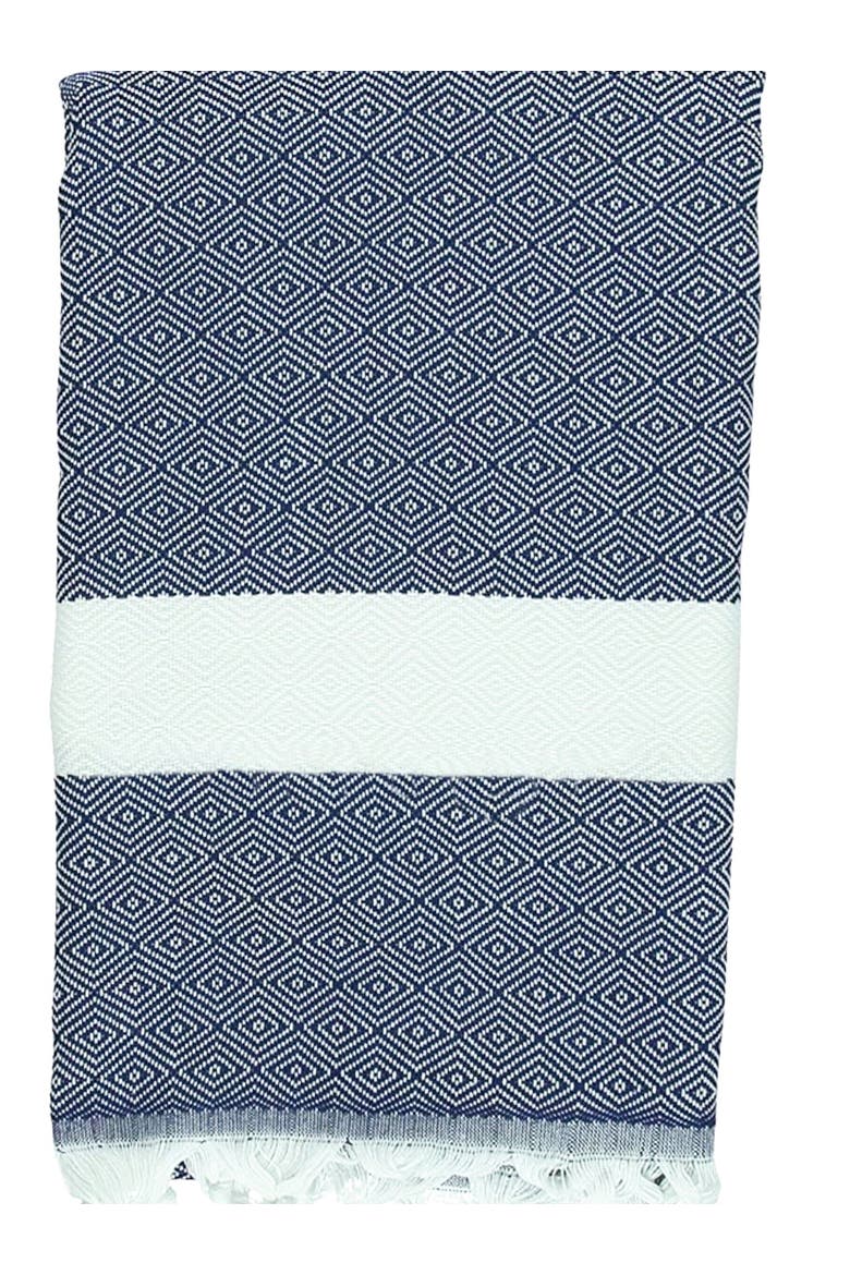 Charleston Stripe Turkish Cotton Beach Towel, Main, color, Navy Blue