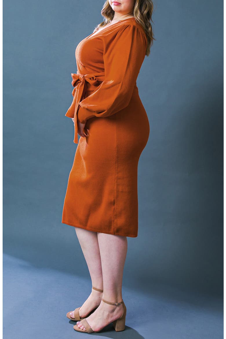 Long Sleeve Midi Sweater Dress, Alternate, color, RUST
