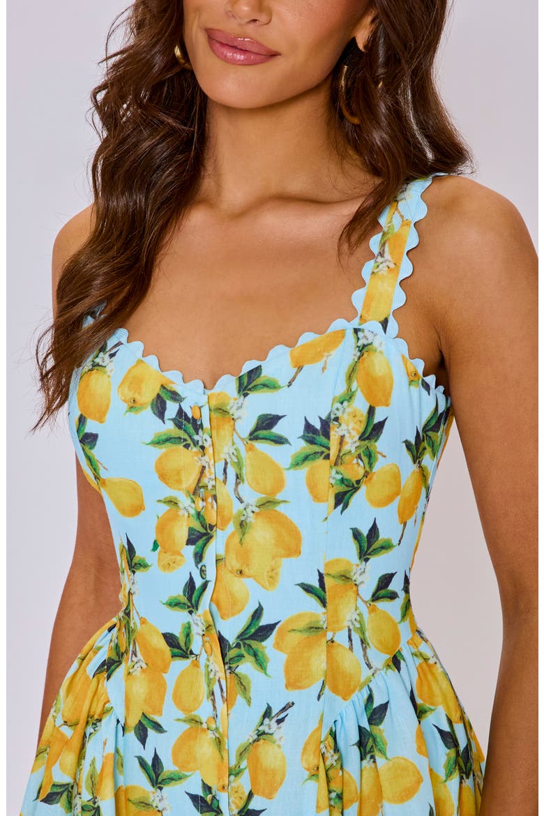 Camille Lemon Print Minidress, Alternate, color, BLUE/ LEMON