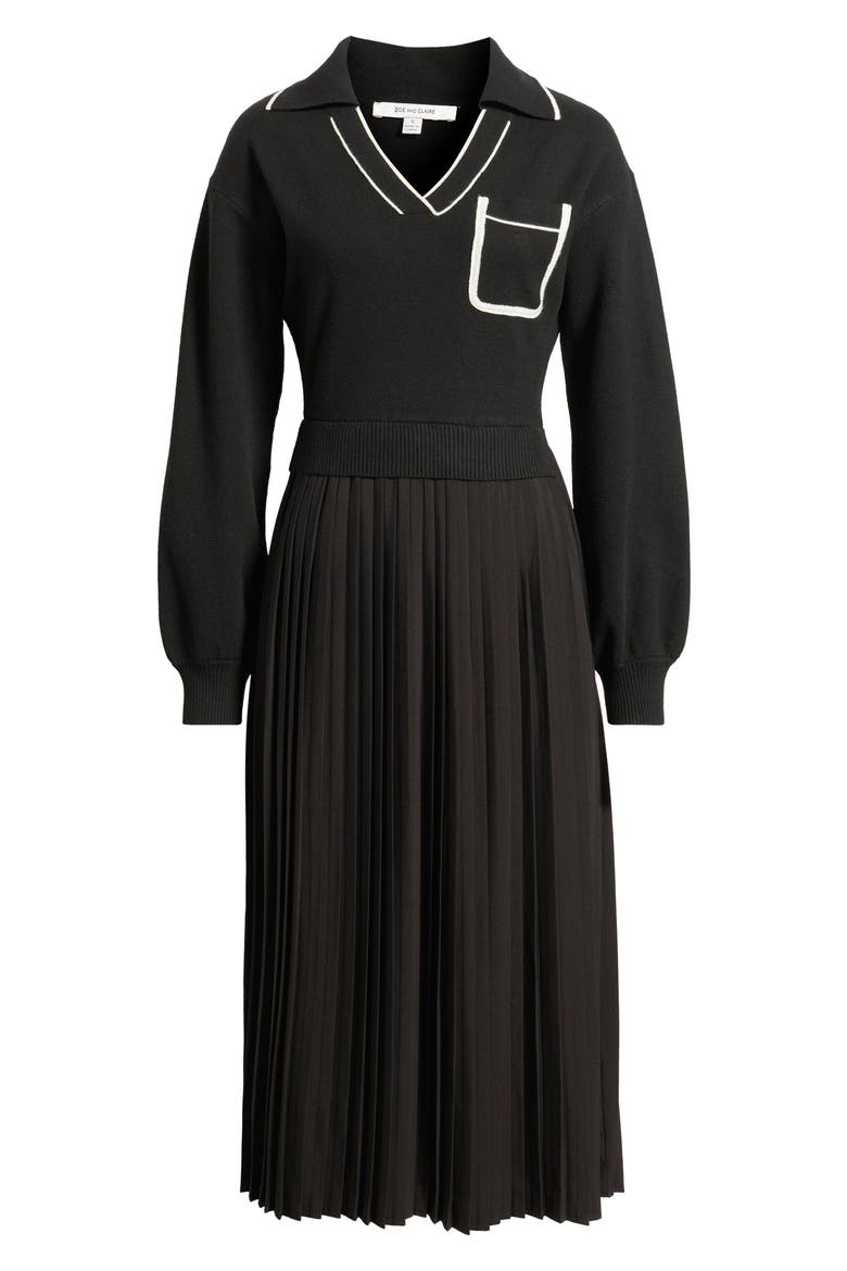 Long Sleeve Twofer Sweater Dress, Alternate, color, BLACK/ IVORY