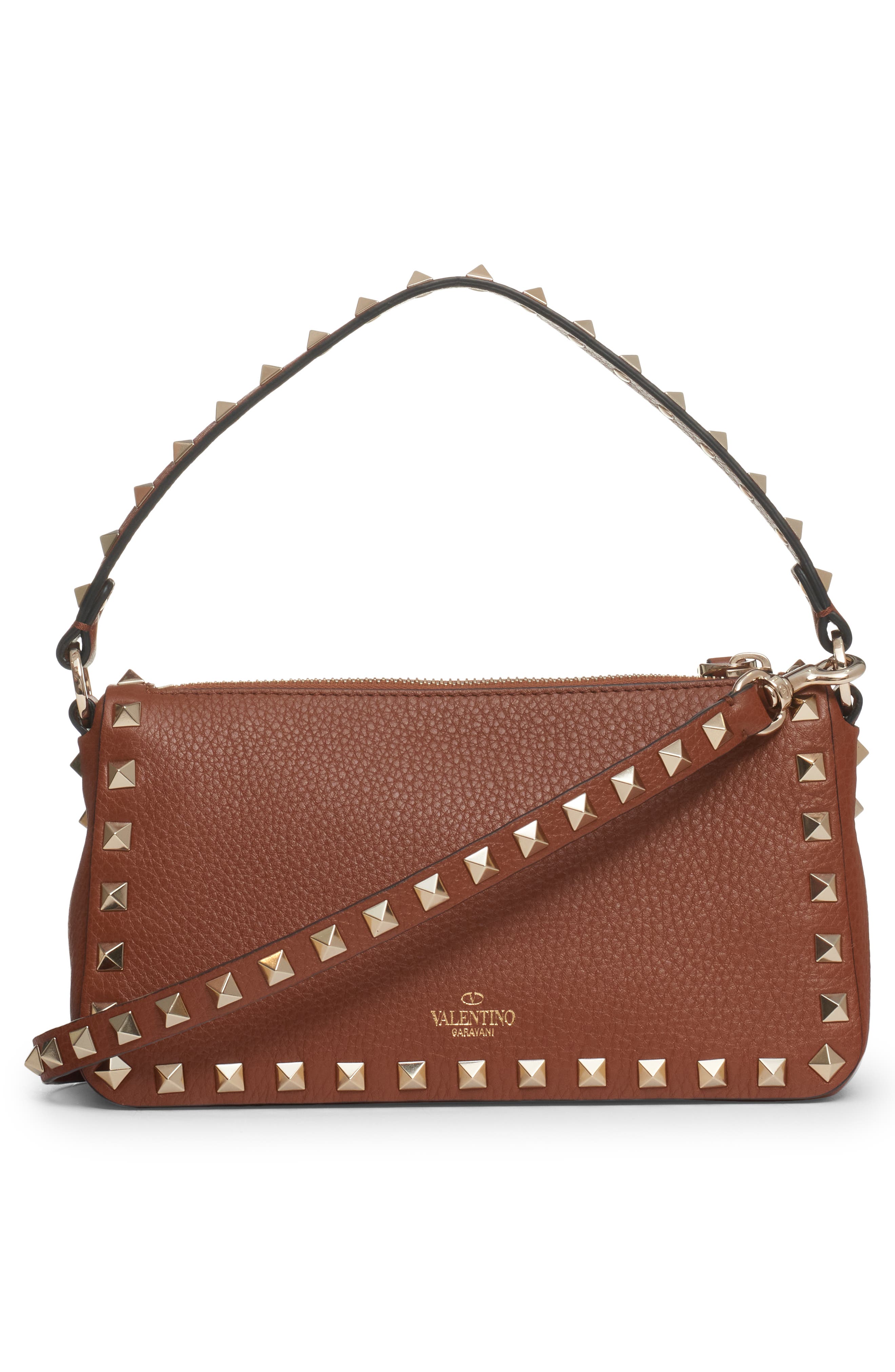 Valentino Garavani Small Rockstud Leather Shoulder Bag, Alternate, color, 