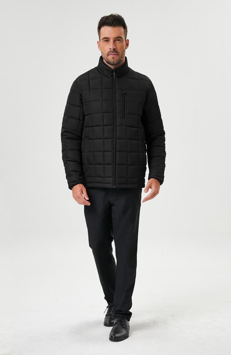 HAWKE & CO Box Quilt Hooded Puffer Jacket, Alternate, color, Black
