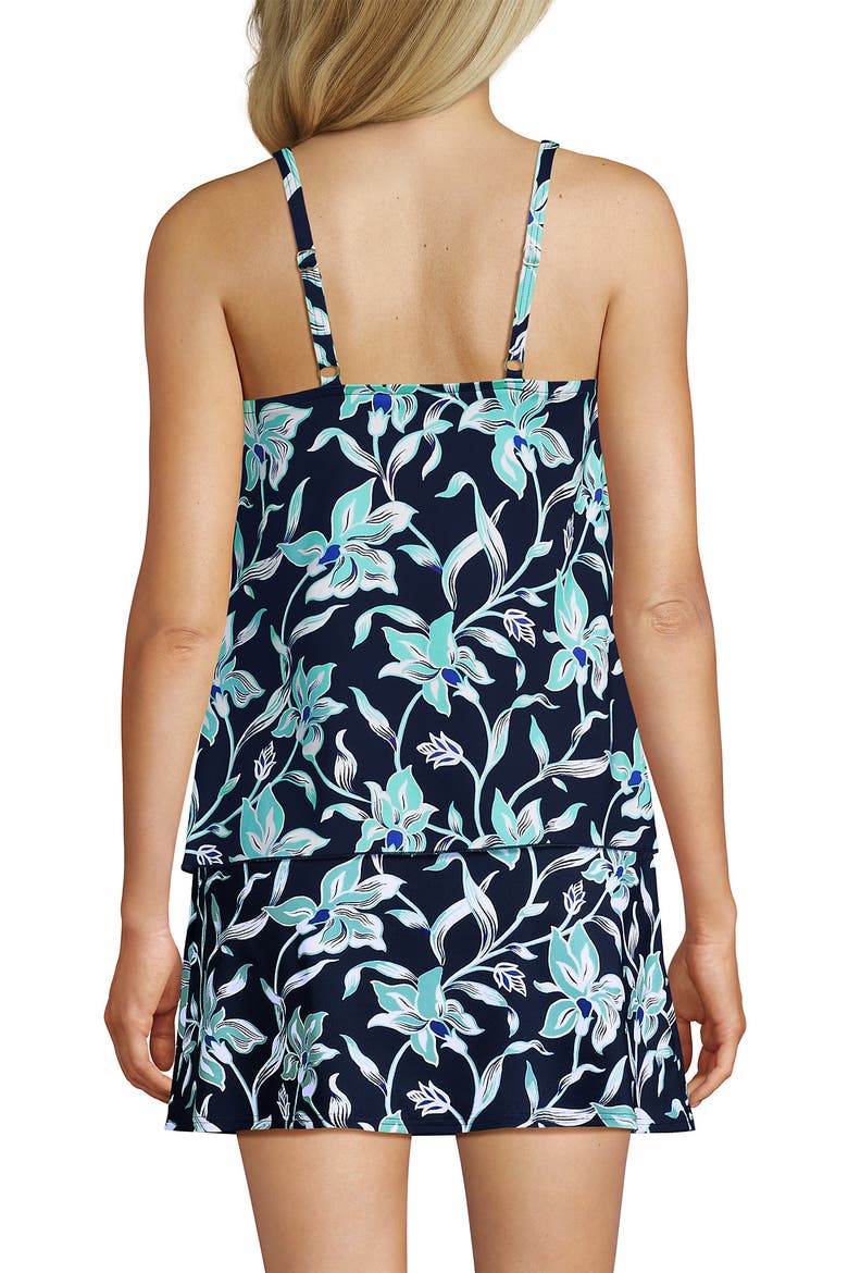 D-Cup Chlorine Resistant V-Neck Tulip Hem Tankini Swimsuit Top with Adjustable Straps, Alternate, color, Tropic Floral/Navy