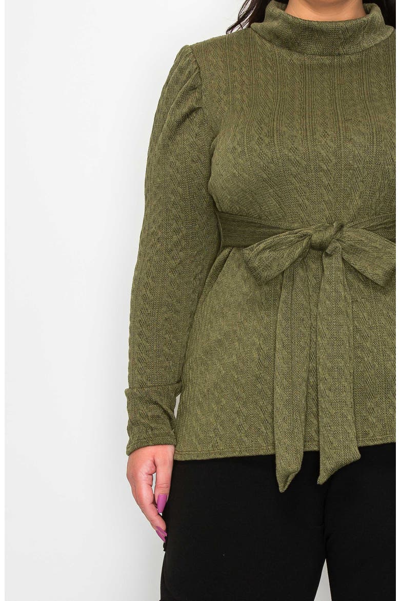 Catriona Waist Tie Mock Neck Sweater, Alternate, color, OLIVE
