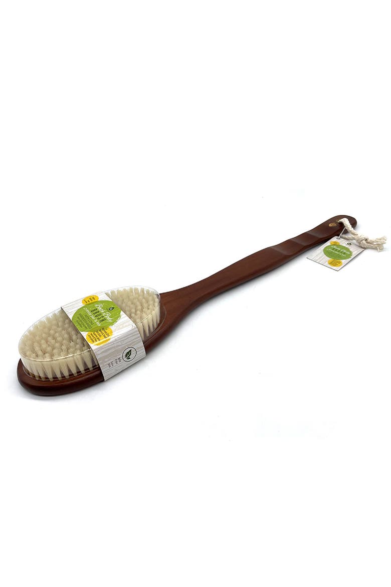 Bath Body Brush With Long Wood Handle 4-Piece Family Pack, Alternate, color, Multicolor
