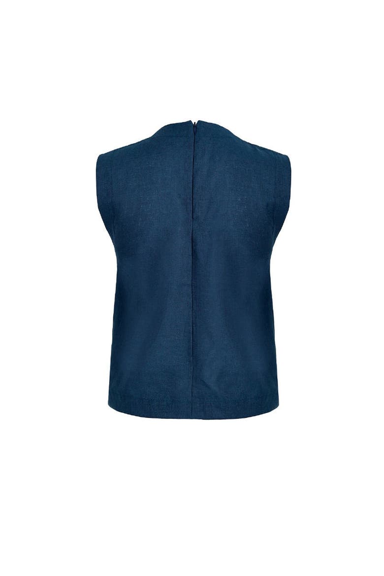 Sacred Sun Dafne Metallic Sun Vest In Linen, Alternate, color, NAVY BLUE