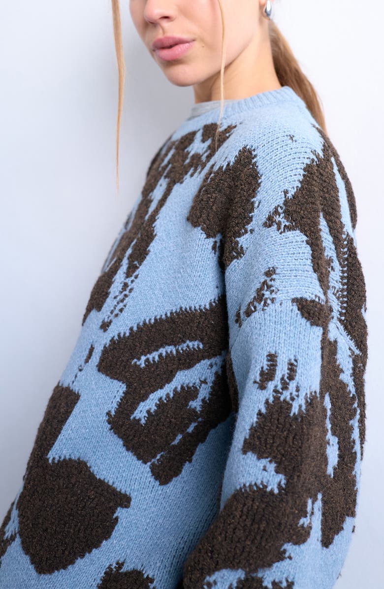 Topshop Loop Textured Pattern Sweater, Alternate, color, Medium Blue