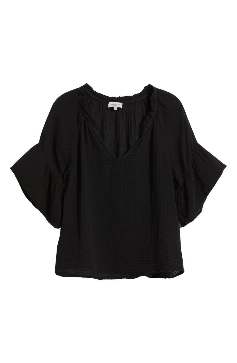 Michael Stars Savannah Flutter Sleeve Cotton Gauze Top, Alternate, color, 