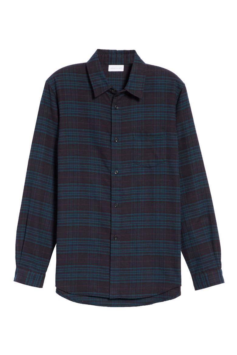 Plaid Flannel Shirt, Alternate, color, NAVY