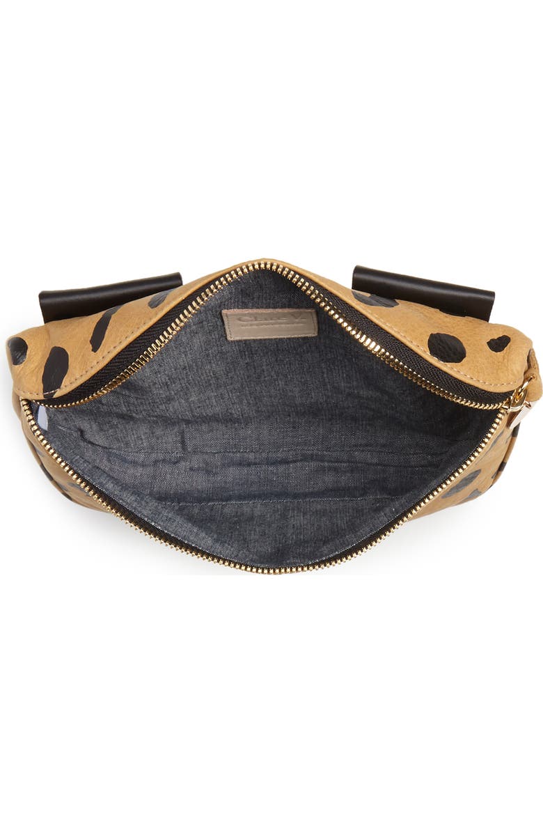 Clare V. Jaguar Print Leather Fanny Pack, Alternate, color,