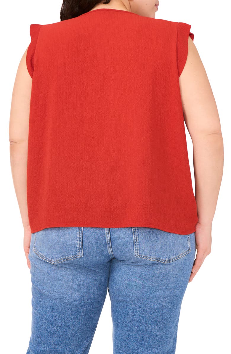 Vince Camuto Pleat Detail Sleeveless Top, Alternate, color, Chili