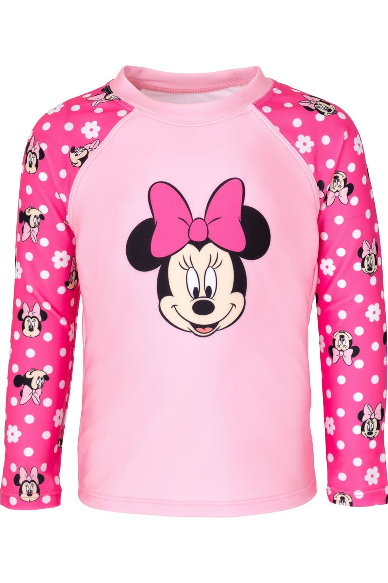 Minnie Mouse 2-Piece Swimwear Rash Guard and Shorts Set, Alternate, color, Minnie Bright Pink
