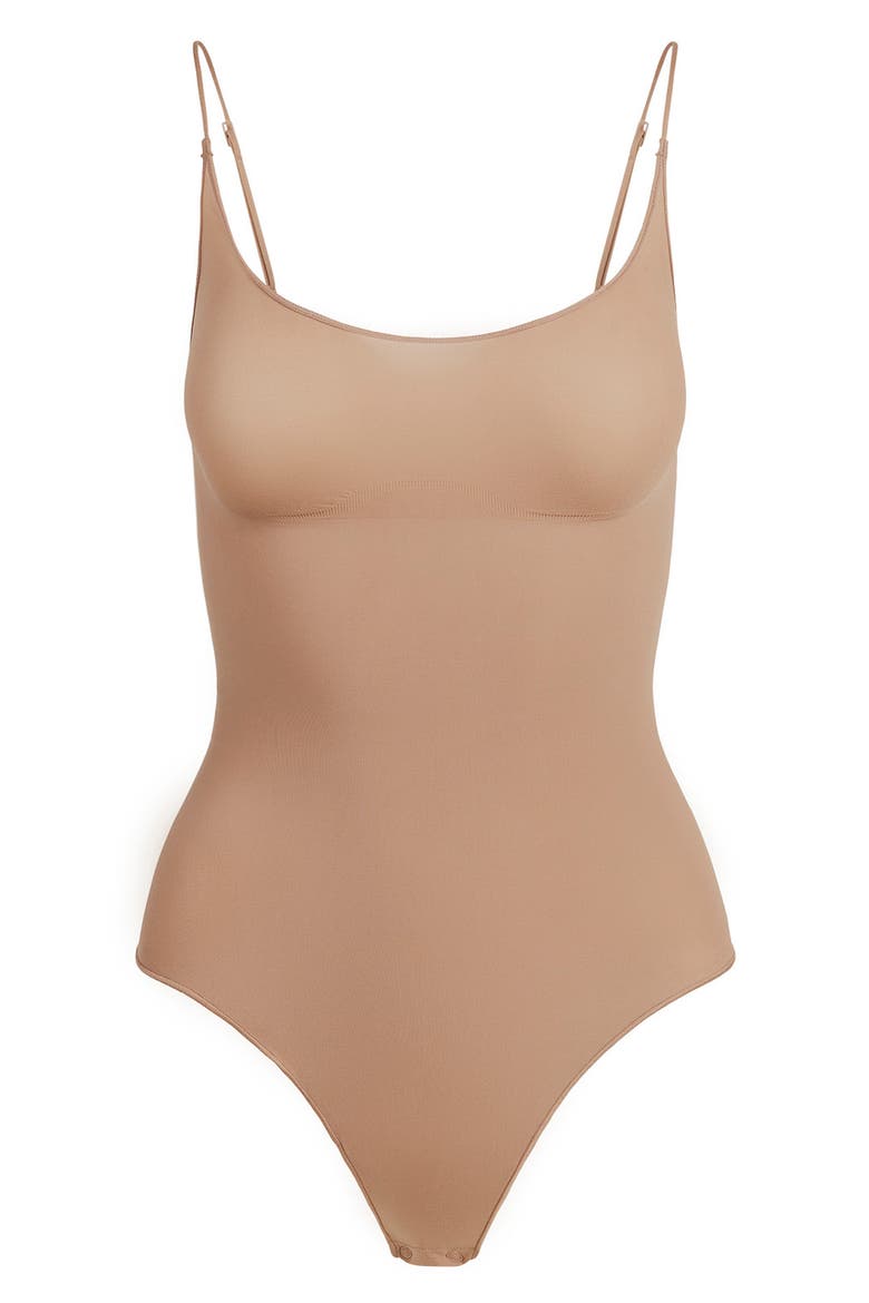 Sheer Seamless Thong Bodysuit, Alternate, color, SIENNA