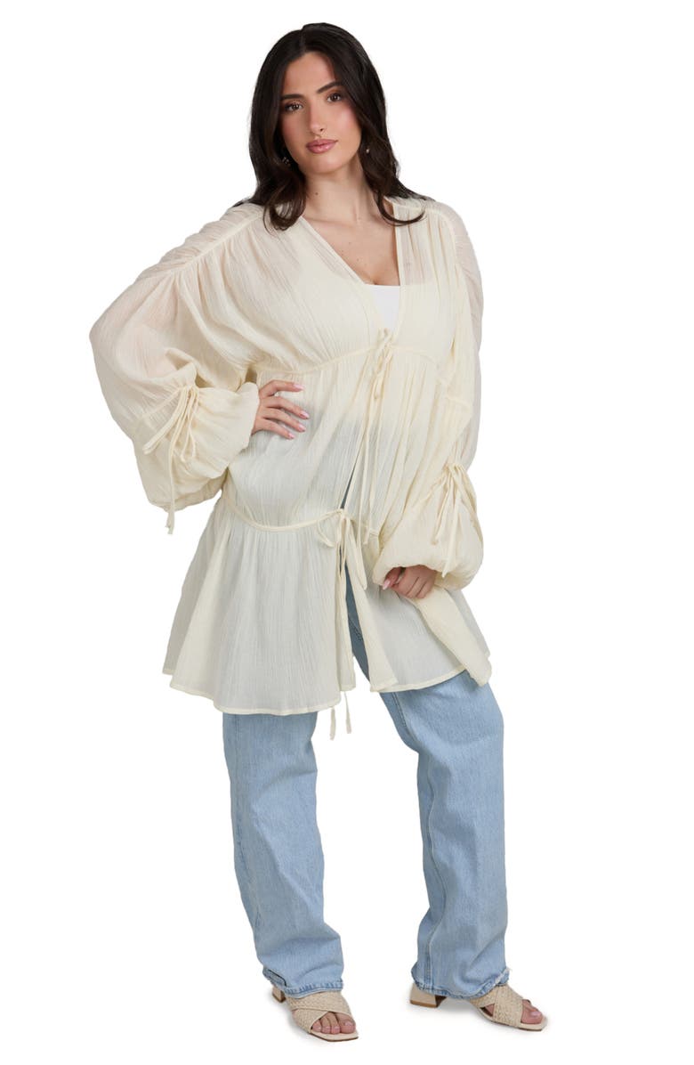 SAACHI Ruffle Tie Front Top, Alternate, color, 