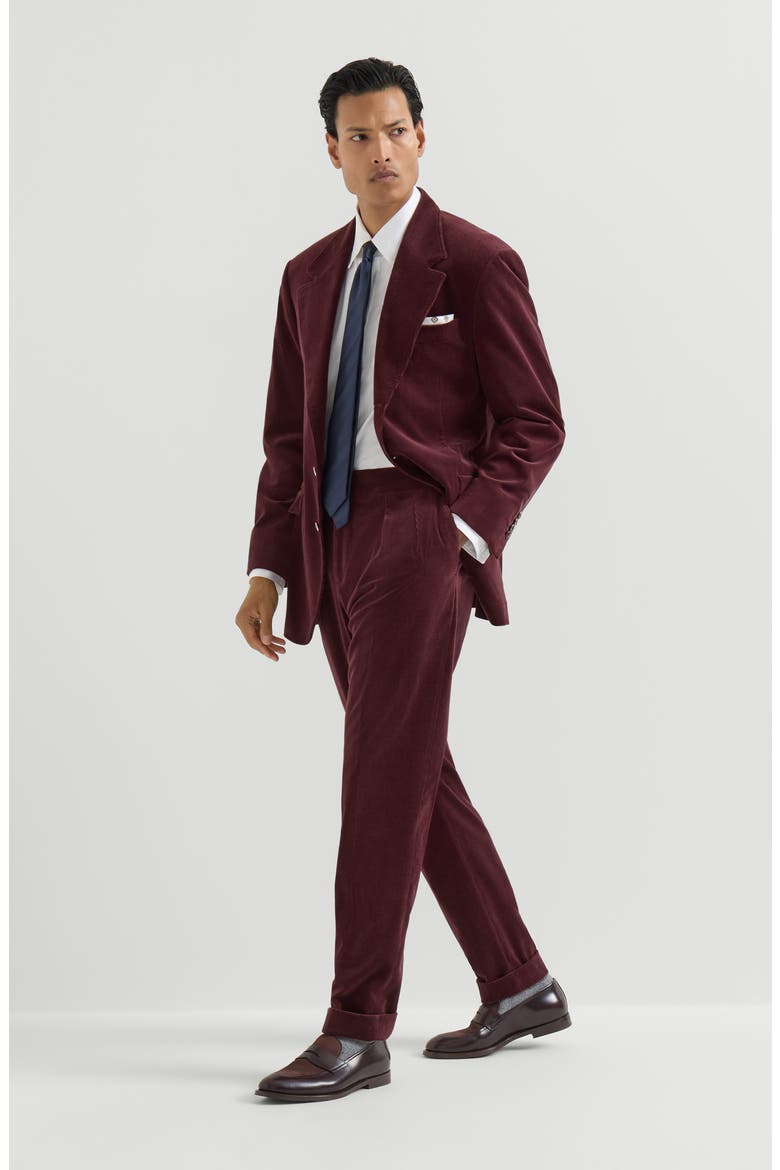 Comfort cotton and cashmere corduroy Cavallo Tailor blazer with metal buttons, Alternate, color, Bordeaux