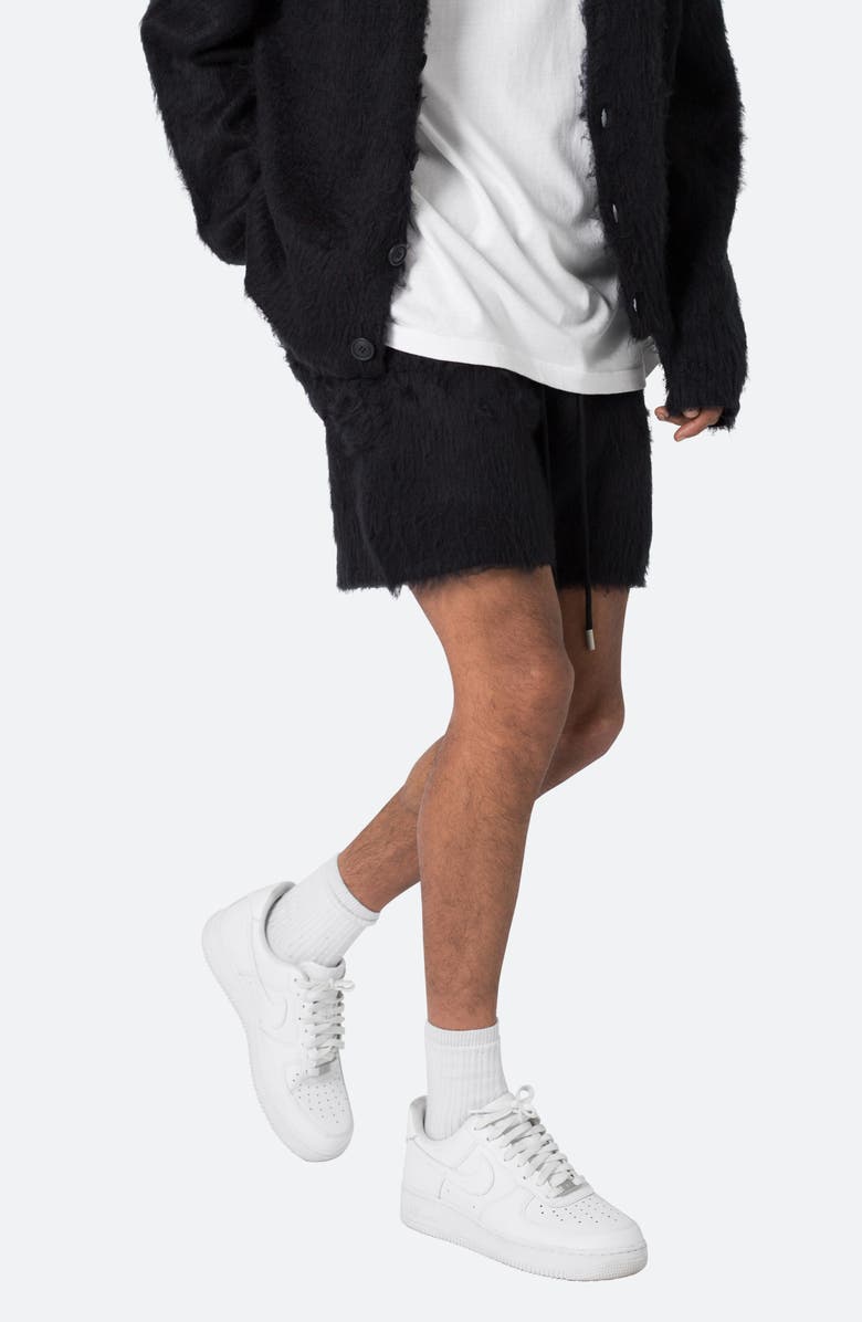 mnml Fuzzy Sweat Shorts, Alternate, color, Black