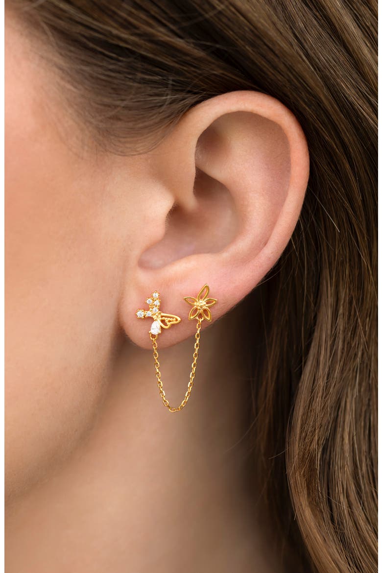 Butterfly Effect Double Piercing Chain Earring, Alternate, color, GOLD