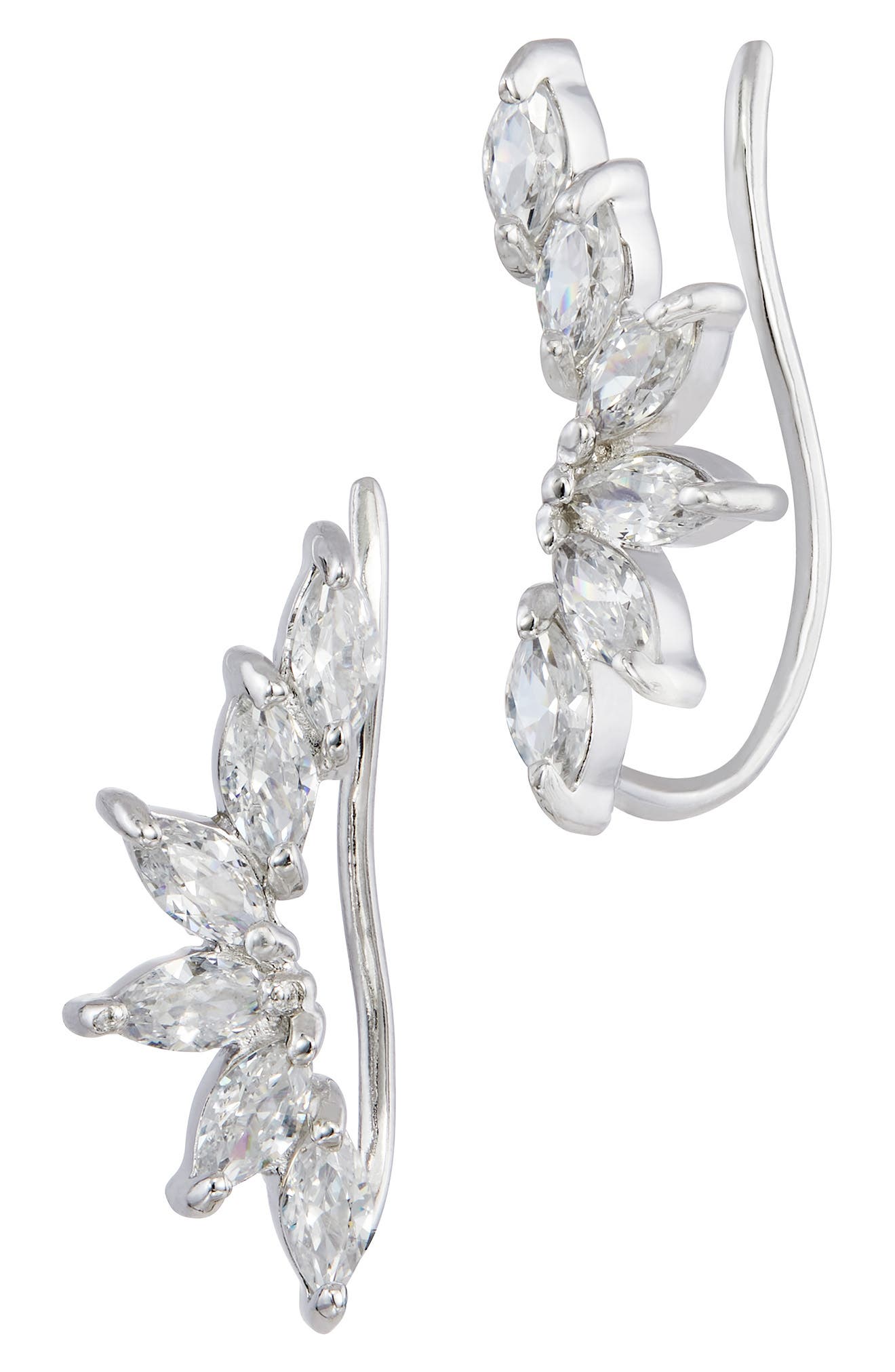 SAVVY CIE JEWELS Flared Pear Cubic Zirconia Ear Climbers