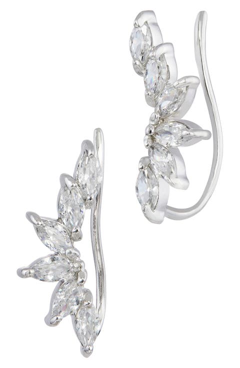 Flared Pear Cubic Zirconia Ear Climbers